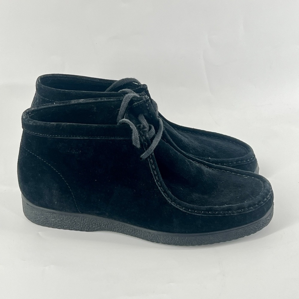Hush Puppies Chukka Boots Men's US 9 Black Suede Lace Up Leather Grunge Retro
